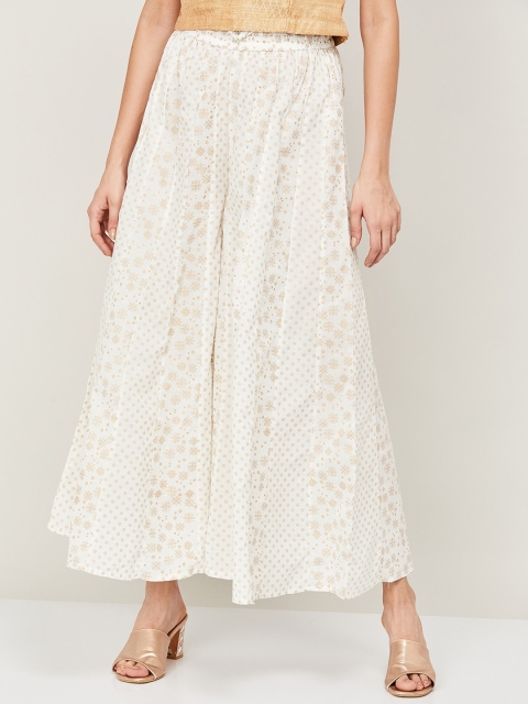 

Melange by Lifestyle Women Off-White Regular Fit Printed Parallel Trousers