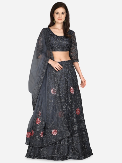 

Mitera Grey Unstitched Lehenga & Blouse with Dupatta