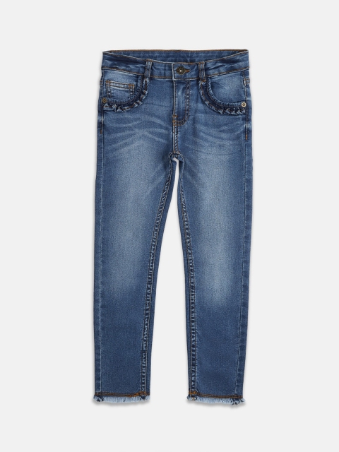 

Pantaloons Junior Girls Blue Regular Fit Mid-Rise Clean Look Stretchable Jeans