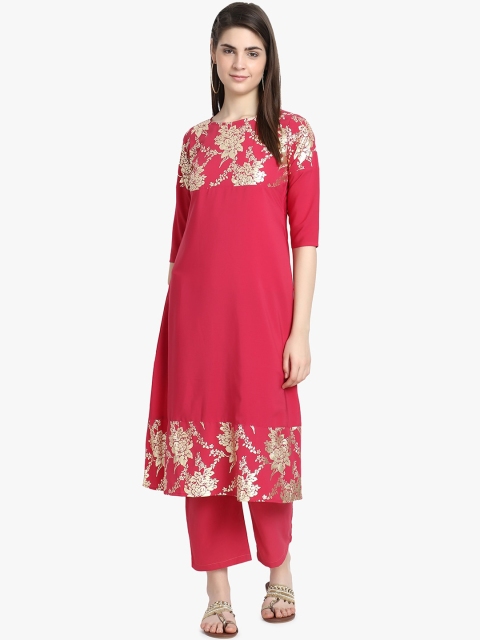 

ALC Creations Women Peach-Coloured Foil Printed Kurta
