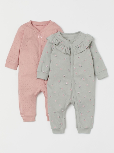 

H&M Girls Green & Pink 2-Pack All-in-One Pyjamas