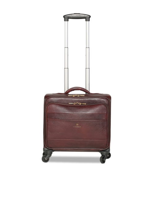 

EVER HYDE Unisex Brown Textured Leather Soft-Sided Cabin Trolley Suitcase
