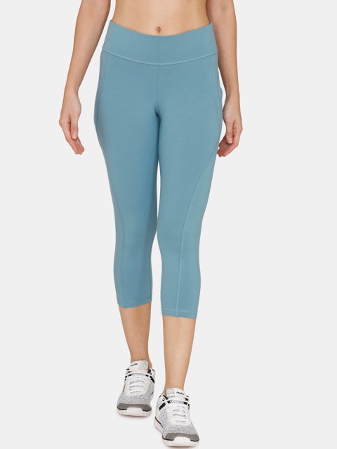 

Zelocity by Zivame Women Blue Solid Tight Fit Capris