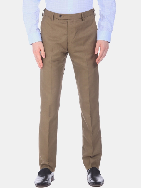 

Arrow Men Brown Regular Fit Self Design Regular Trousers