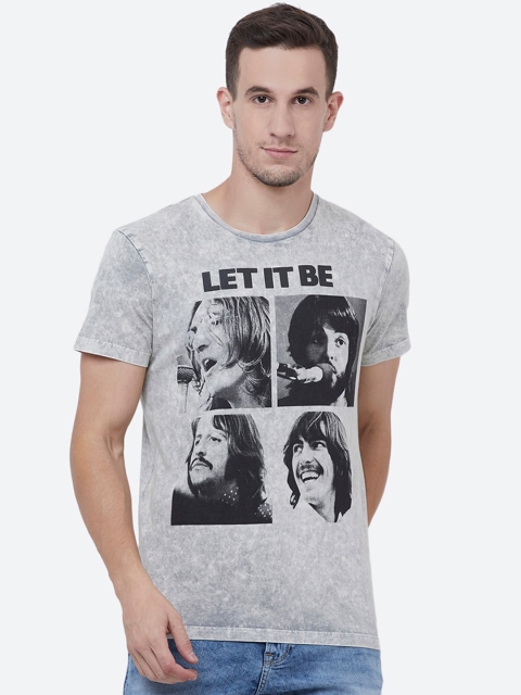 

Free Authority Men Grey The Beatles Printed Round Neck T-shirt