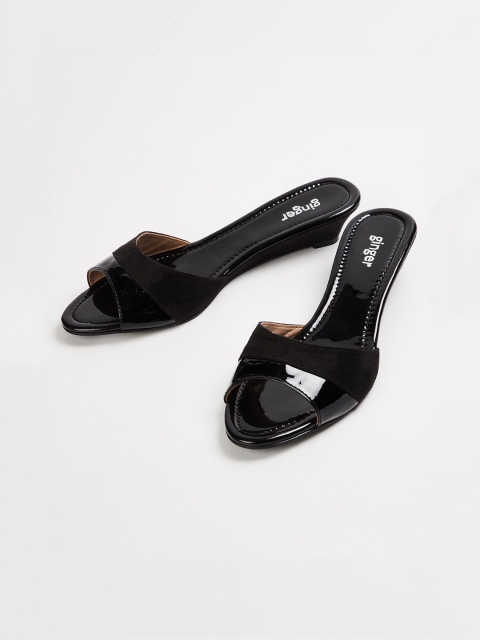 

Ginger by Lifestyle Women Black Solid Peep Toes