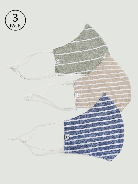 

FableStreet Pack of 3 Striped 2-Ply Reusable Cloth Masks, Grey