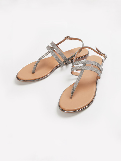 

Ginger by Lifestyle Women Grey Embellished T-Strap Flats