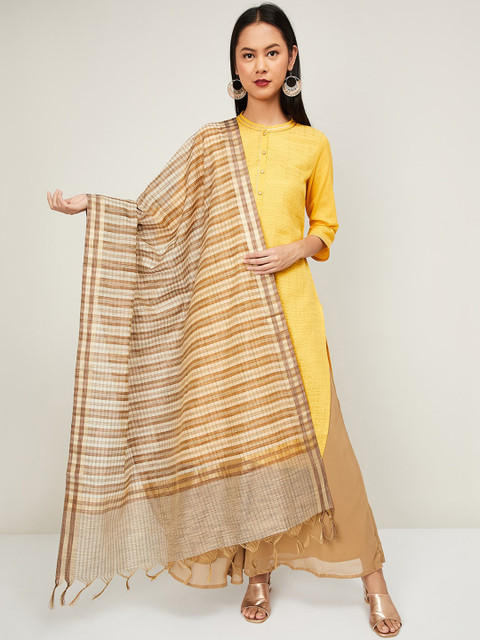 

Melange by Lifestyle Brown & Gold-Toned Checked Dupatta