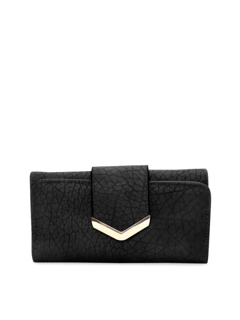 

GIO COLLECTION Women Black Textured Three Fold Wallet