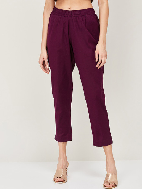 

Melange by Lifestyle Women Purple Regular Fit Solid Peg Trousers