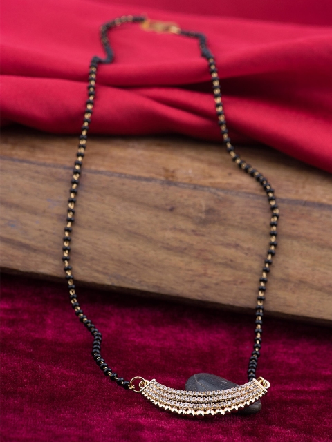 

Alankruthi Gold-Plated & Black AD-Studded Mangalsutra