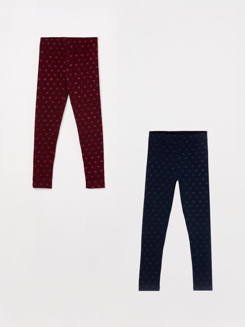 

Fame Forever by Lifestyle Girls Pack Of 2 Printed Ankle-Length Leggings, Navy blue