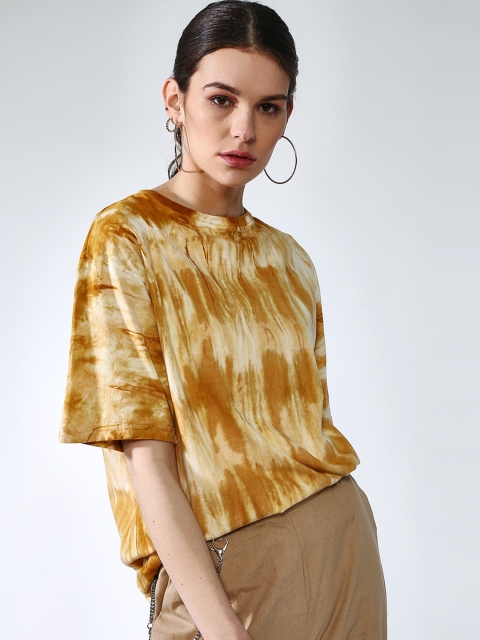 

Blue Saint Women Brown Printed Round Neck T-shirt