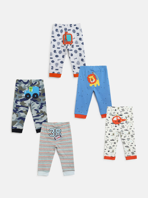 

ZONKO STYLE Kids Multicoloured Pack of 5 Printed Lounge Pants, Multi
