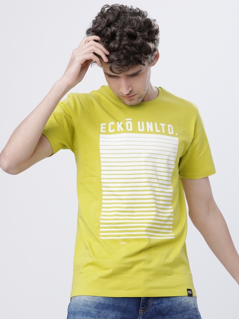 

Ecko Unltd Men Lime Green Striped Round Neck T-shirt