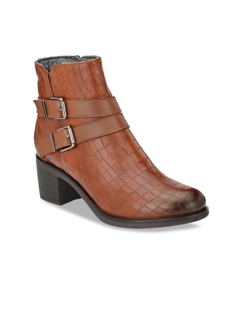 

Delize Women Tan Brown Solid Heeled Boots