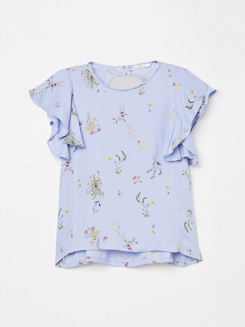 

Bossini Girls Blue Floral Printed Flared Sleeves Top