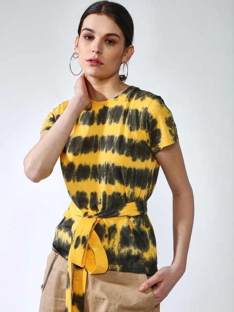 

Blue Saint Women Yellow & Black Dyed Round Neck T-shirt