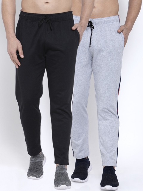 

NEUDIS Men Pack Of 2 Solid Structured-Fit Track Pants, Black