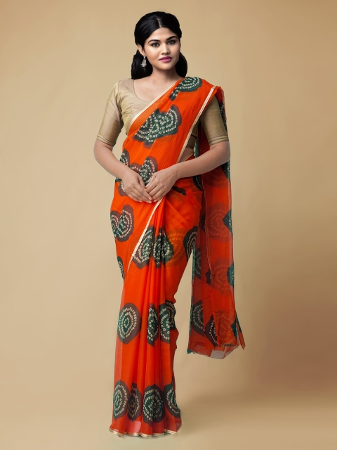 

Unnati Silks Red Poly Chiffon Printed Patola Saree