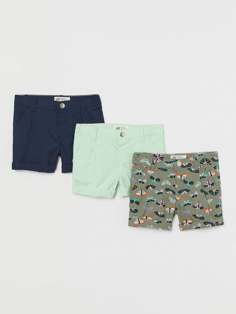 

H&M Girls Blue & Green 3-pack Cotton Shorts