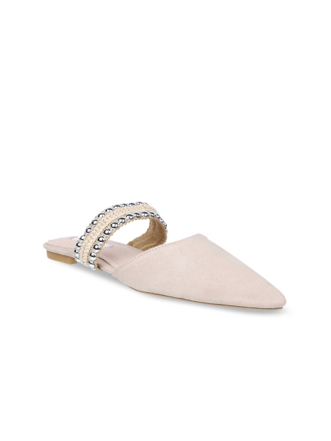 

ELLE Women Beige Embellished Mules