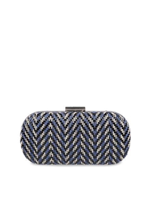 

Metro Blue & White Textured Box Clutch