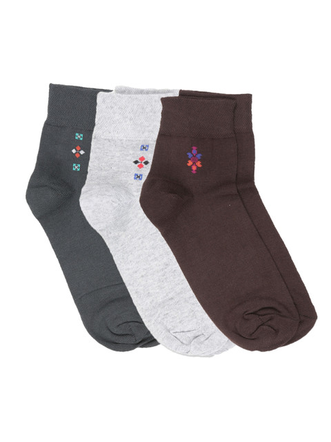 

Dollar Men Pack Of 3 Assorted Ankle-Length Socks, Brown
