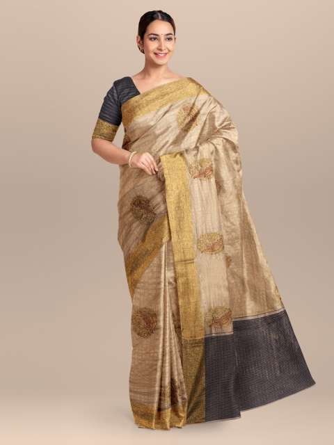 

KLM Fashion Mall Beige Woven Design Saree