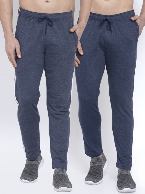 

NEUDIS Men Pack Of 2 Navy Blue Solid Structured-Fit Track Pants