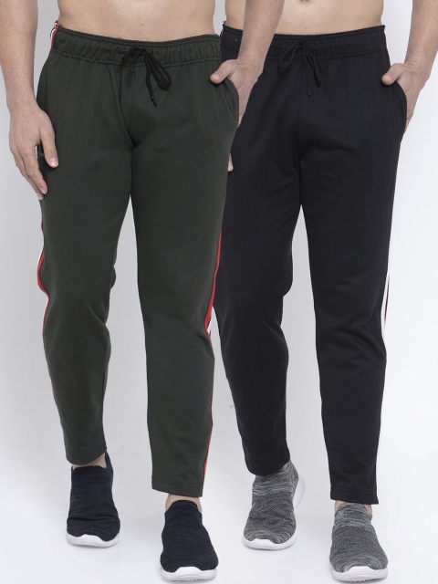 

NEUDIS Men Pack Of 2 Black Solid Structured Fit Track Pants