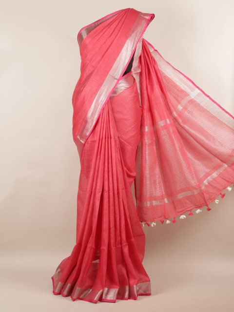 

Pothys Magenta Solid Linen Blend Saree