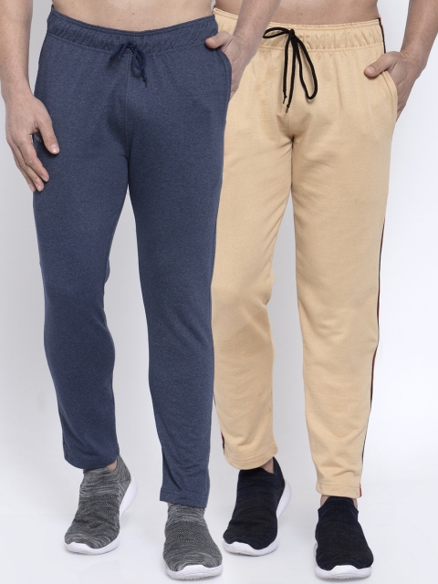 

NEUDIS Men Pack Of 2 Solid Structured-Fit Track Pants, Beige