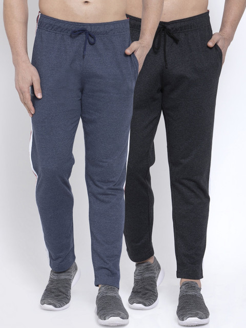 

NEUDIS Men Pack Of 2 Solid Structured-Fit Track Pants, Navy blue
