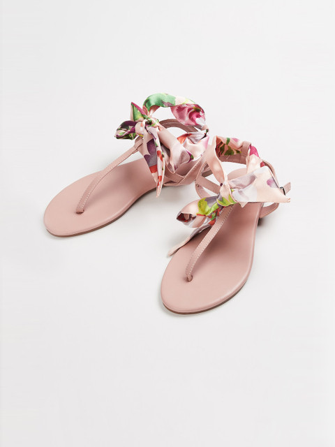 

Ginger by Lifestyle Women Pink Solid PU Open Toe Flats