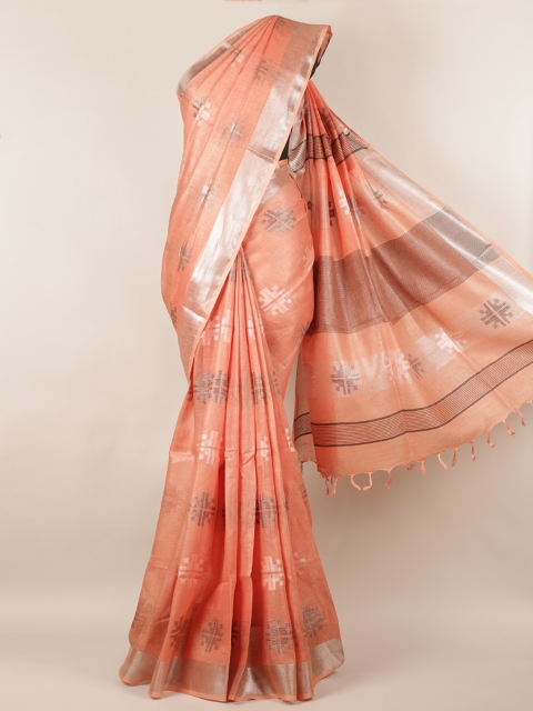 

Pothys Peach-Coloured Woven Design Saree