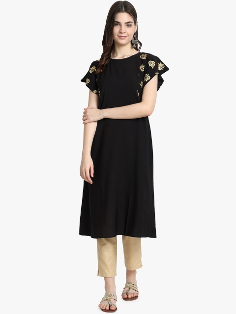 

ALC Creations Women Black Printed A-Line Kurta