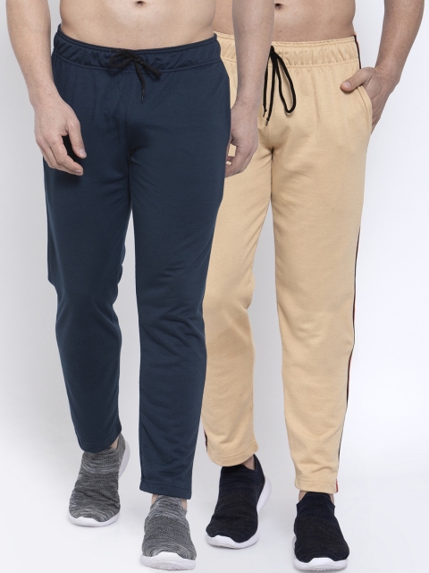 

NEUDIS Men Pack Of 2 Solid Structured-Fit Track Pants, Navy blue