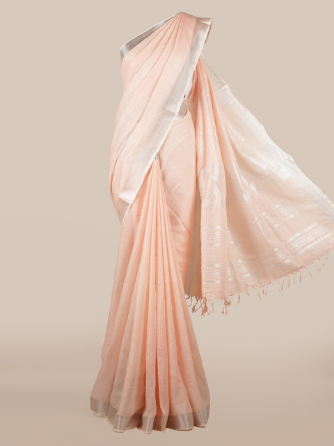 

Pothys Peach-Coloured Solid Saree