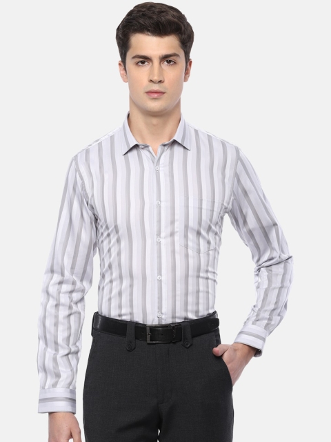 

Van Heusen Men Grey & White Slim Fit Striped Formal Shirt