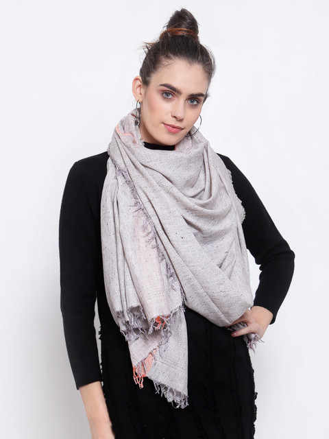 

J Style Women Grey & Orange Self Design Scarf