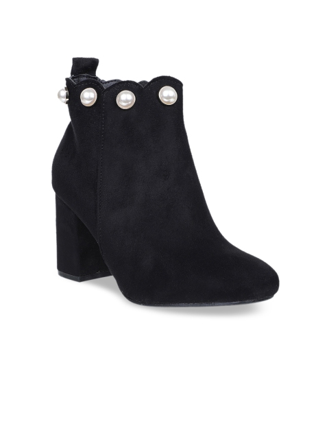 

ELLE Women Black Embellished Heeled Boots