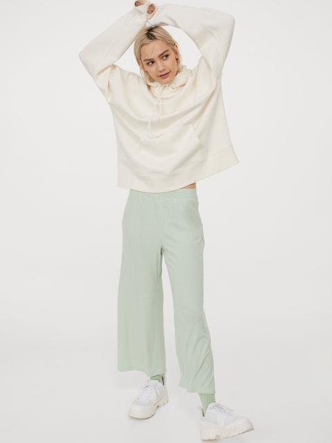 

H&M Women Green Ribbed Trousers
