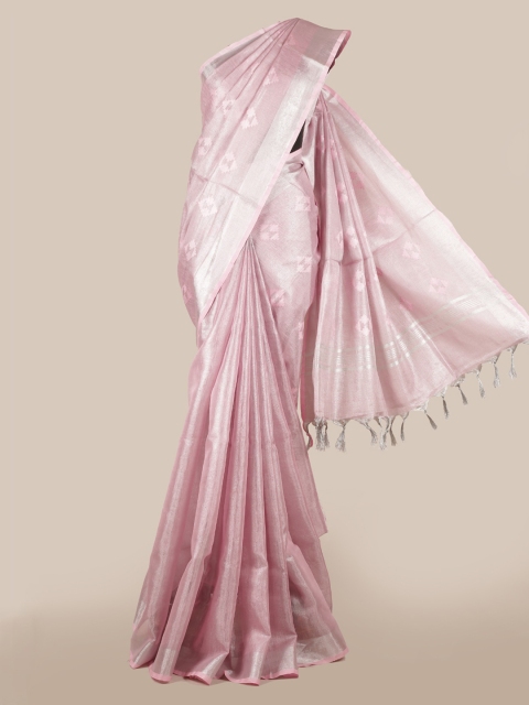 

Pothys Pink Woven Design Linen Blend Saree