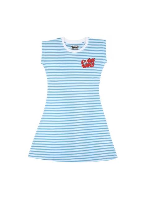 

Looney Tunes Girls Blue & White Striped A-Line Dress