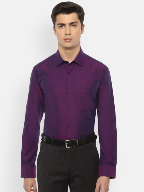 

Van Heusen Men Purple & Blue Regular Fit Self Design Cotton Formal Shirt