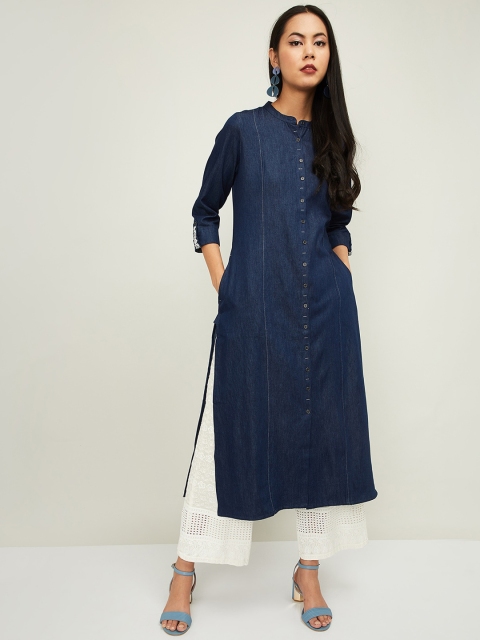

Melange by Lifestyle Blue Striped Thread Work Kurta