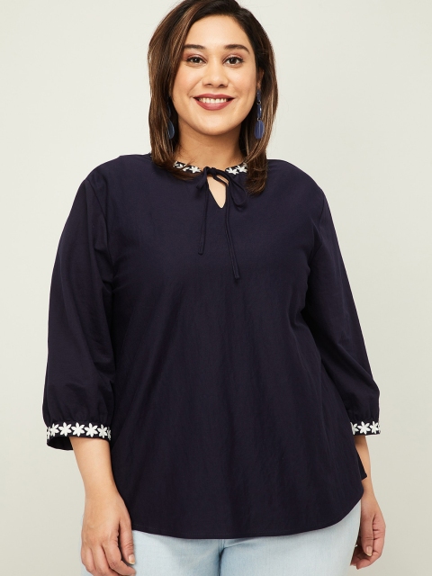 

nexus Women Navy Blue Solid Top