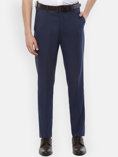

Louis Philippe Men Navy Blue Slim Fit Solid Formal Trousers